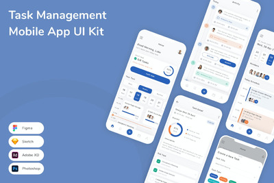 任务管理移动应用APP UI KIT (SKETCH,FIG,XD,PSD)