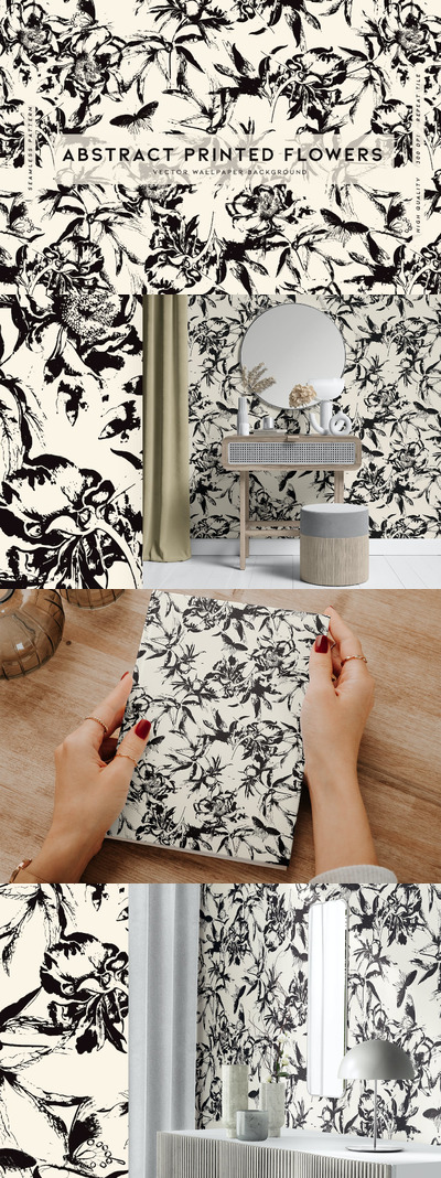抽象印花花朵花卉图案 (AI,EPS,JPG,SVG)