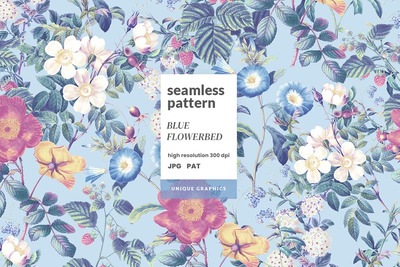 蓝色花朵图案花卉图案 (JPG)