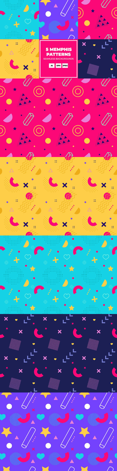 抽象无缝模式花卉图案 (AI,EPS,JPG)