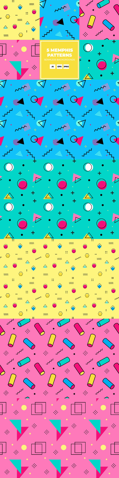 孟菲斯背景花卉图案 (AI,EPS,JPG)