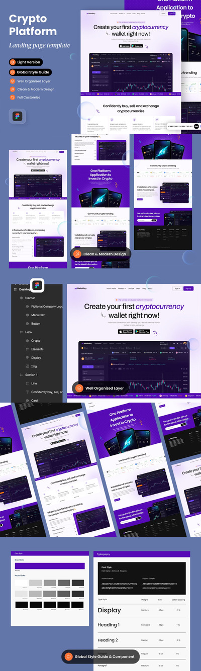 加密市场网站着陆页UI模版 (FIG)