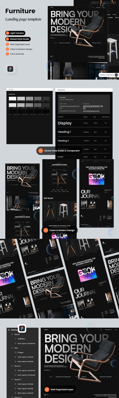 家具电商网站着陆页UI模版 (FIG)