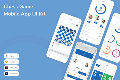 国际象棋游戏手机应用APP UI KIT (SKETCH,FIG,XD,PSD)