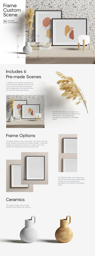 自定义场景框架相框样机 (PSD)