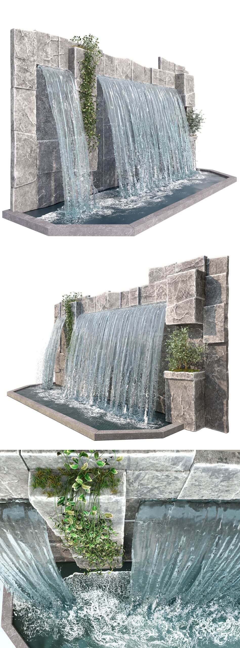 大瀑布喷泉景观3D模型（MAX）