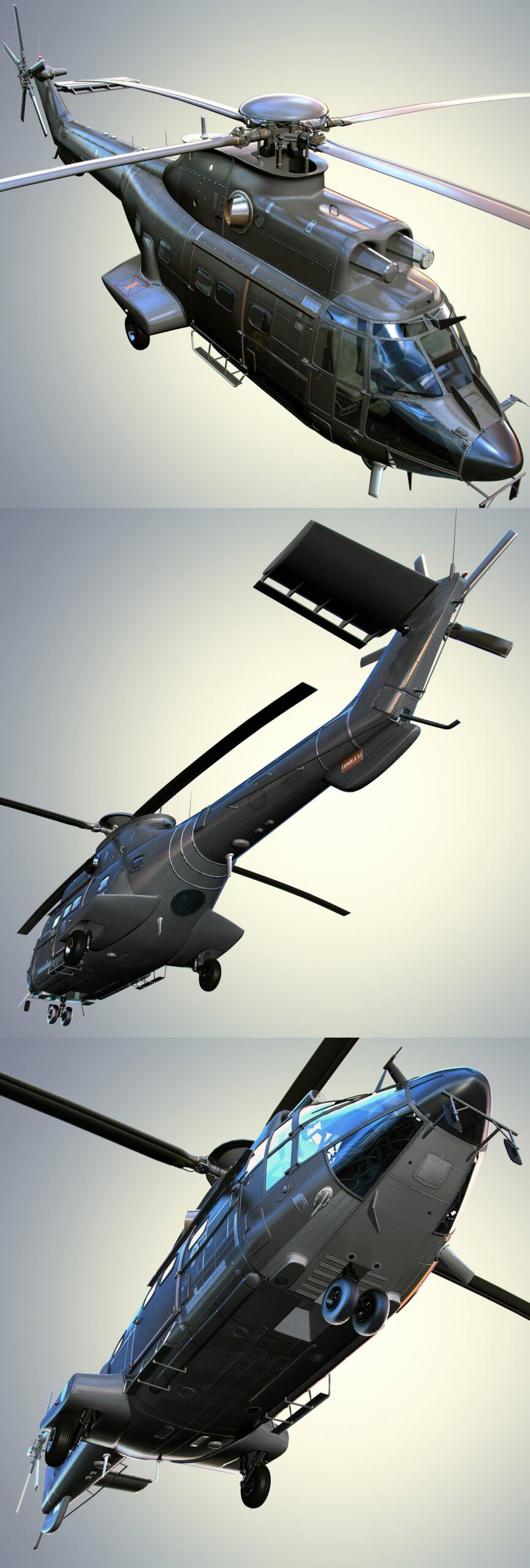 Eurocopter AS332 Super Puma超美洲豹中型直升机3D模型（OBJ,FBX,MAX）