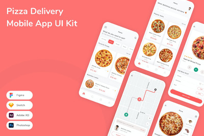 披萨配送移动应用APP UI KIT (SKETCH,FIG,XD,PSD)