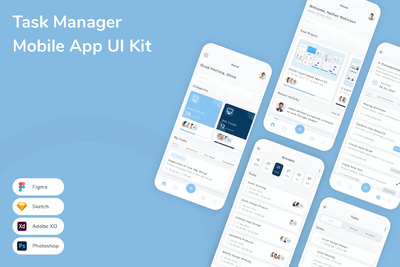任务管理器移动应用APP UI KIT (SKETCH,FIG,XD,PSD)