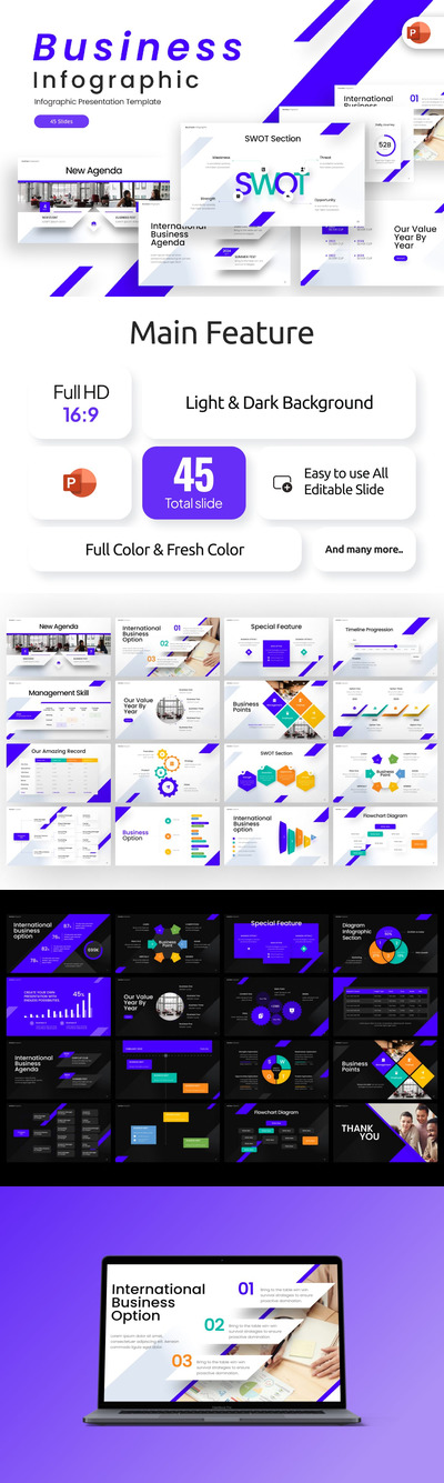 商业业务信息图表ppt模板 (PPTX)