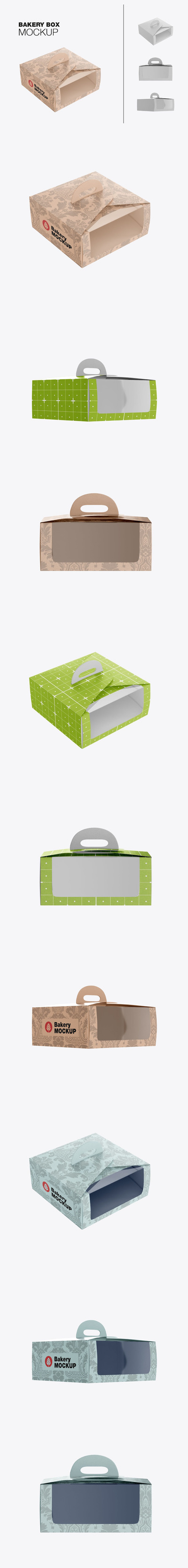 透明塑料窗蛋糕纸盒包装样机 (PSD)