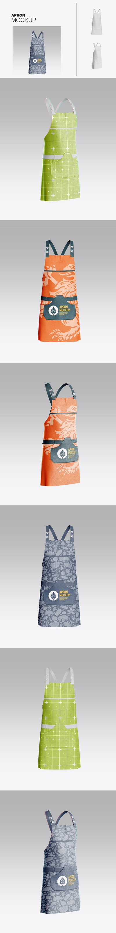 专业围裙品牌&图案设计样机 (PSD)
