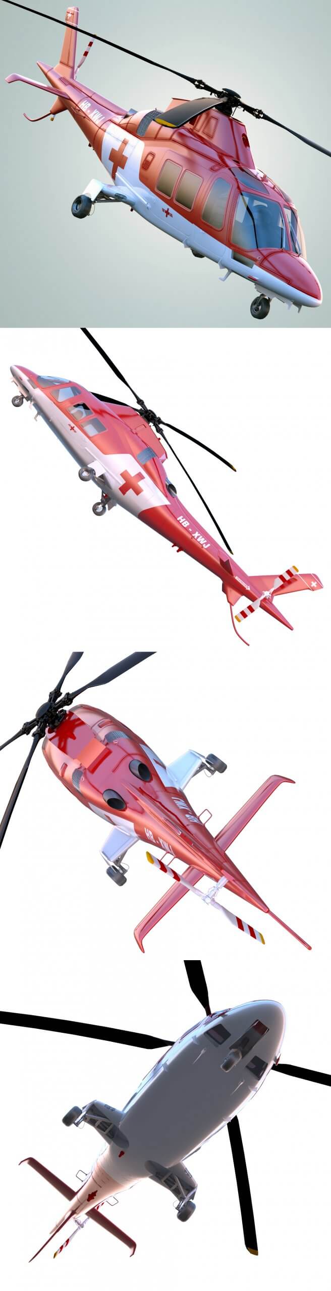 AgustaWestland AW109直升机3D模型（OBJ,FBX,MAX）