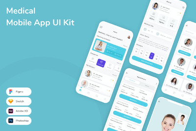 医疗移动应用UI套件（SKETCH、FIG、XD、PSD）