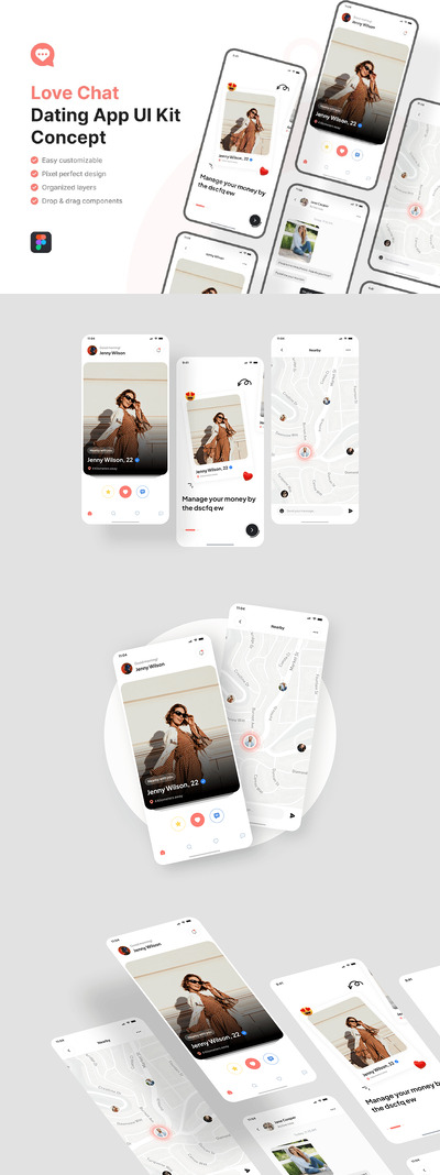 爱情聊天约会手机应用App UI Kit (FIG)