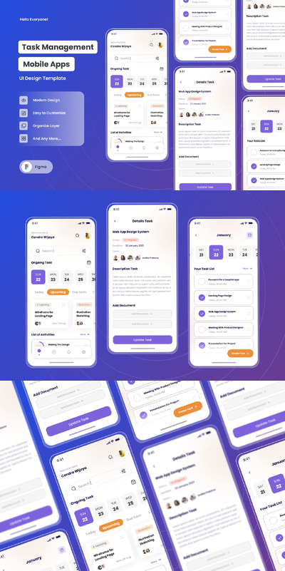 任务管理移动应用App UI Kit (FIG)