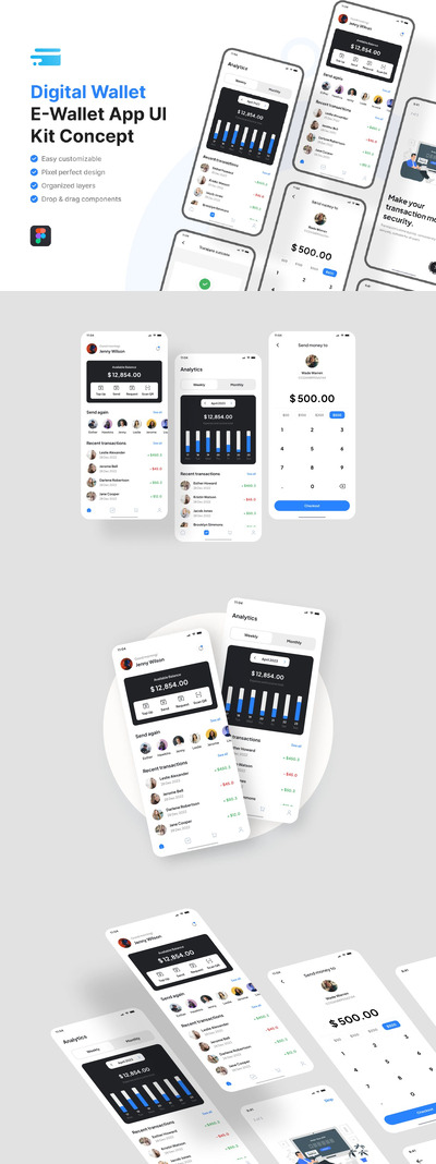 数字钱包市场移动应用App UI Kit (FIG)