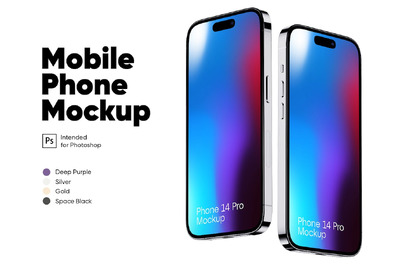 iPhone 14 Pro 双屏幕展示手机样机下载 (PSD)