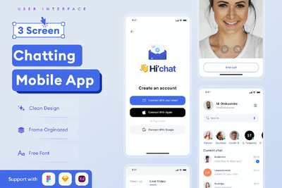 社交聊天手机应用 APP UI KIT (FIG,SKETCH,XD)