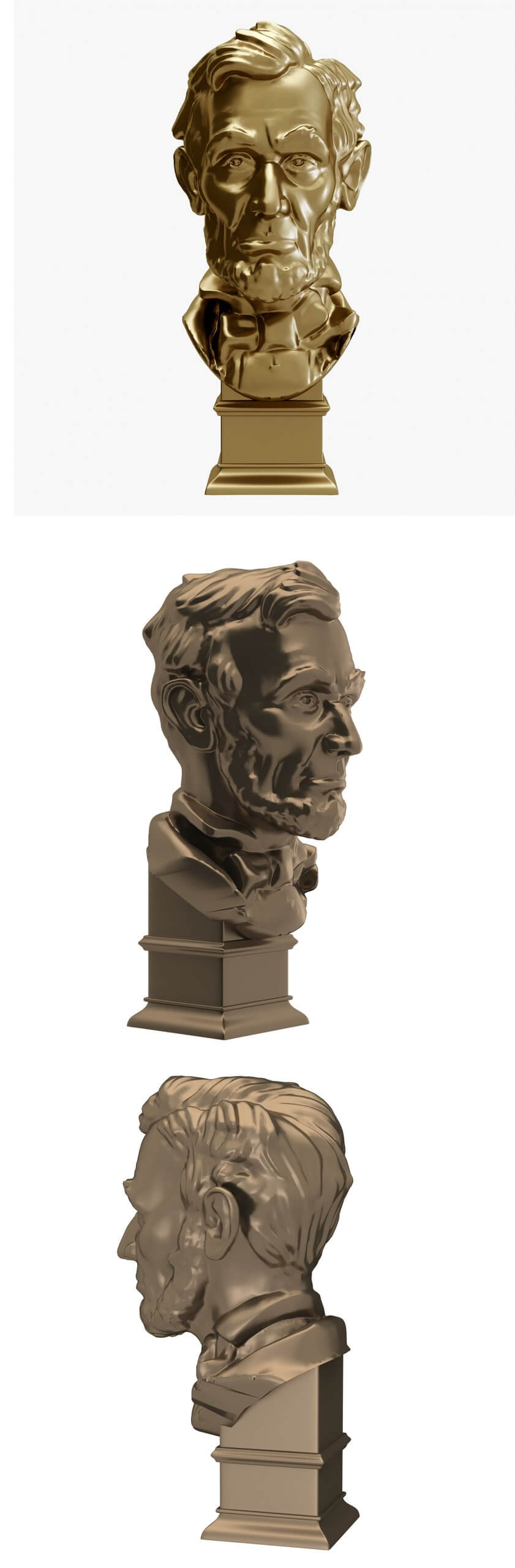 亚伯拉罕·林肯头部雕像3D模型（OBJ,FBX,MAX）