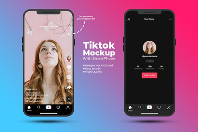 Tiktok界面手机屏幕展示样机[psd]