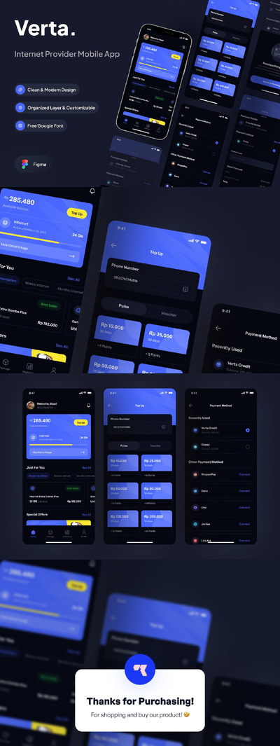 暗黑模式的个人中心APP UI KIT (FIG)