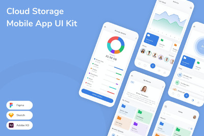 云存储移动应用 APP UI KIT (SKETCH,FIG,XD)