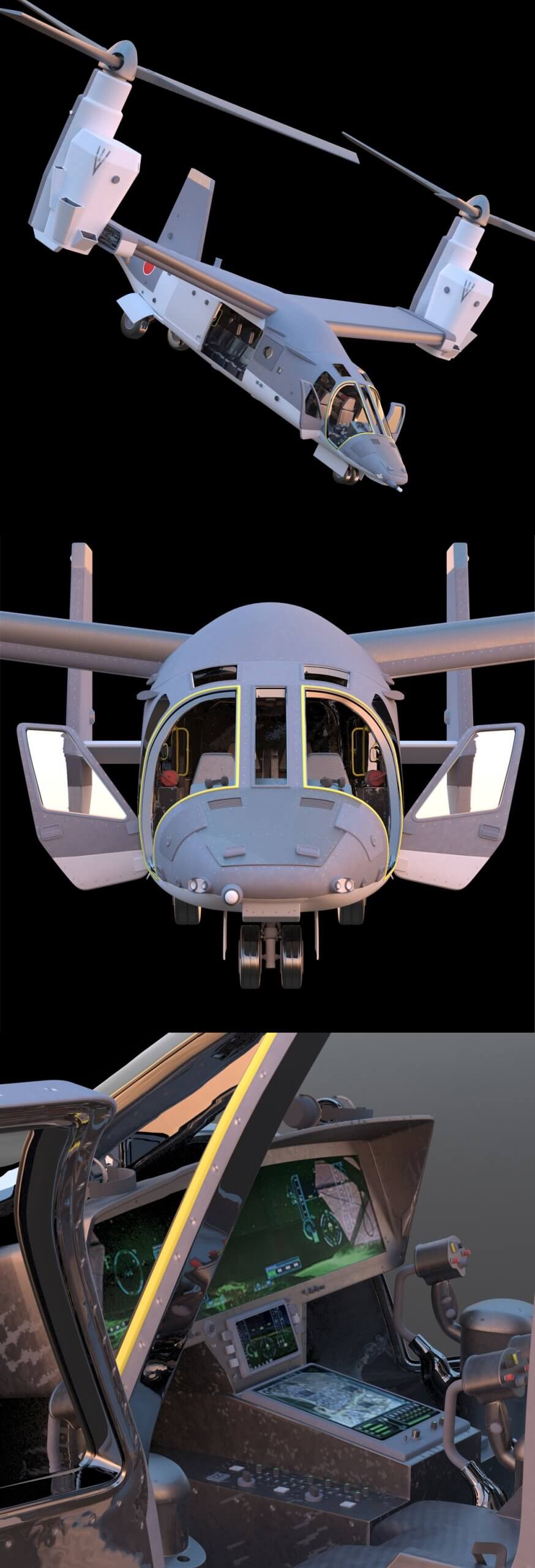 BELL V-280 VALOR日本版倾转旋翼机3D模型（OBJ,FBX,MAX）