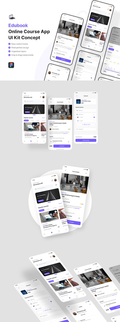 在线课程手机应用APP UI KIT (FIG)