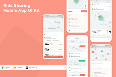 拼车移动应用APP UI KIT (SKETCH,FIG,XD)