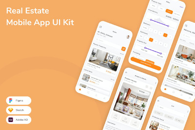 房地产移动应用APP UI KIT (SKETCH,FIG,XD)