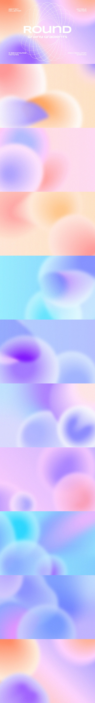 颗粒状圆形渐变背景 (AI,EPS,JPG,PNG)