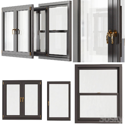 推拉式双开窗户3D模型（OBJ,MAX）