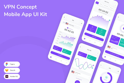 网络连接概念移动应用APP UI KIT (SKETCH,FIG,XD)