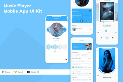 音乐播放器移动应用APP UI KIT (SKETCH,FIG,XD)