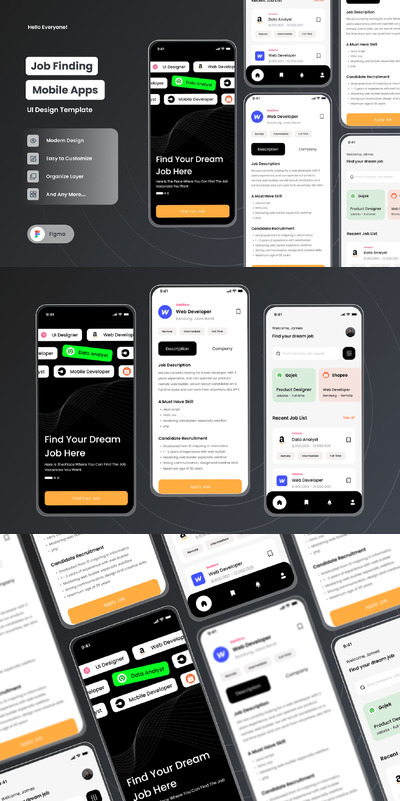 求职手机应用APP UI KIT (FIG)