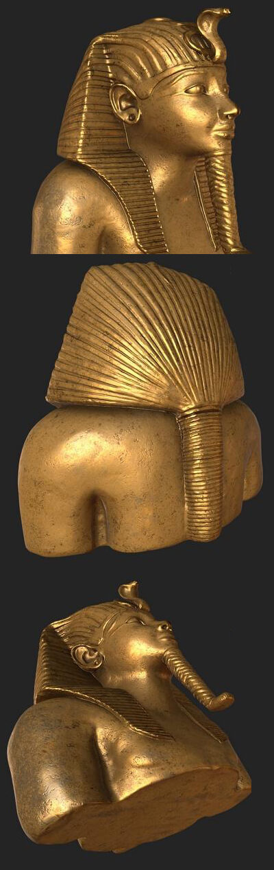 半身黄金法老雕像3D模型（OBJ,FBX,MAX）