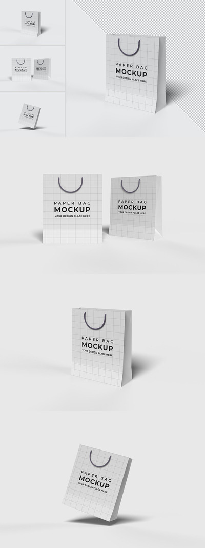 纸质购物袋设计展示样机 (PSD)