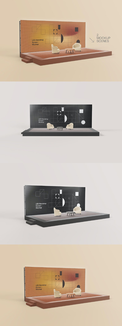 理想的LED背景屏幕实物模型样机 (PSD)