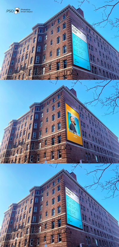 巨型广告牌建筑样机 (PSD)