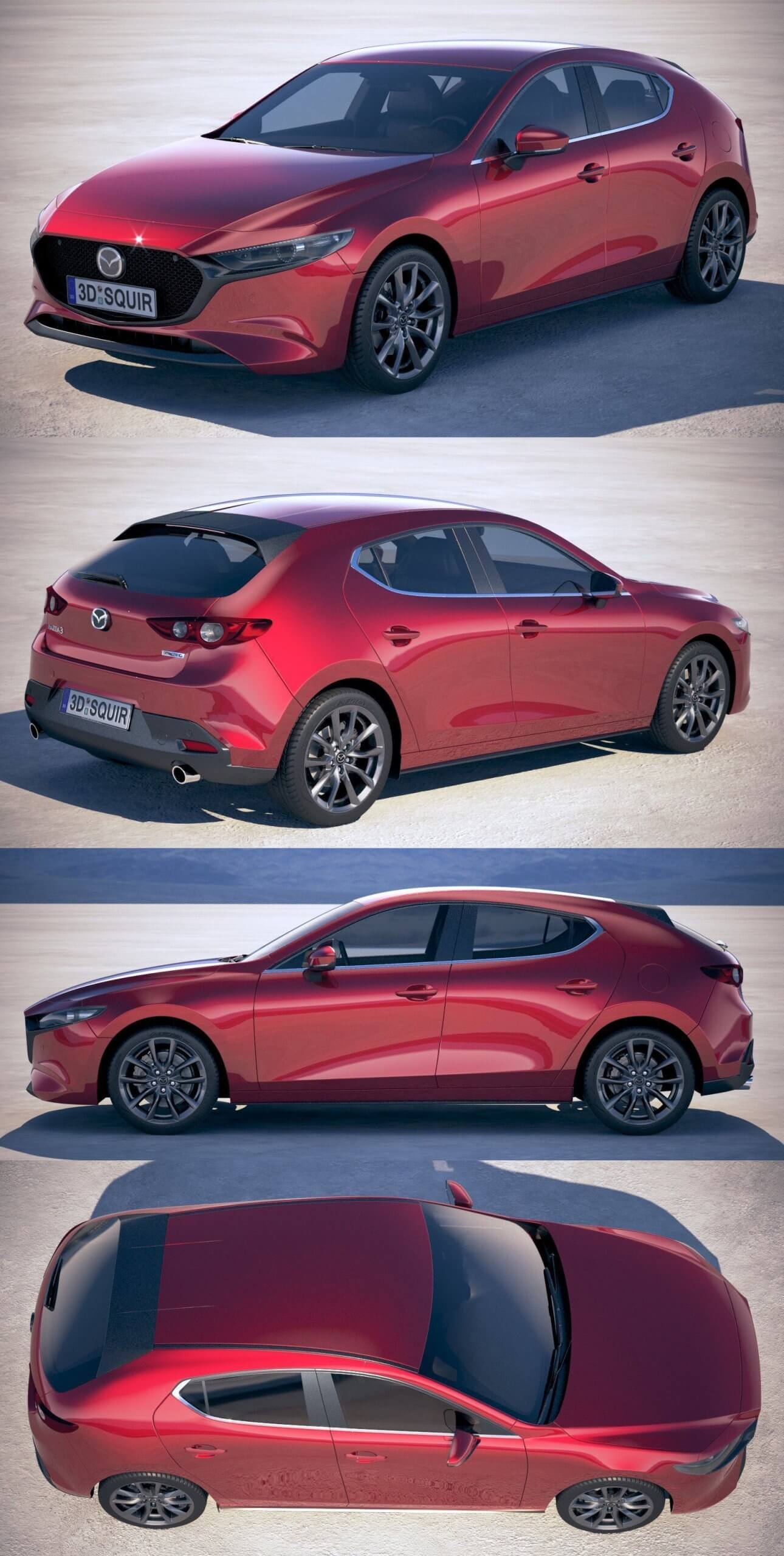 2019马自达Mazda 3汽车3D模型（OBJ,FBX,MAX）