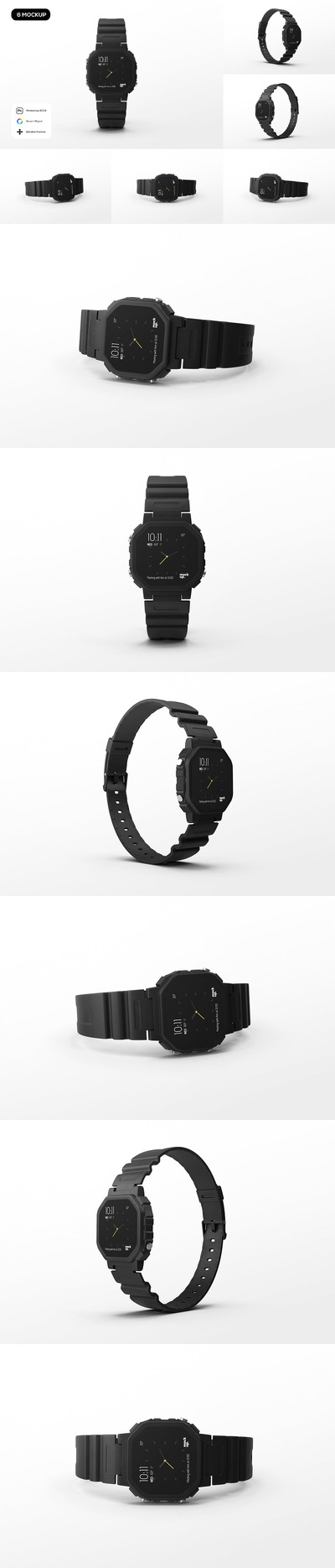 黑色通用数字手表实物模型样机 (PSD)
