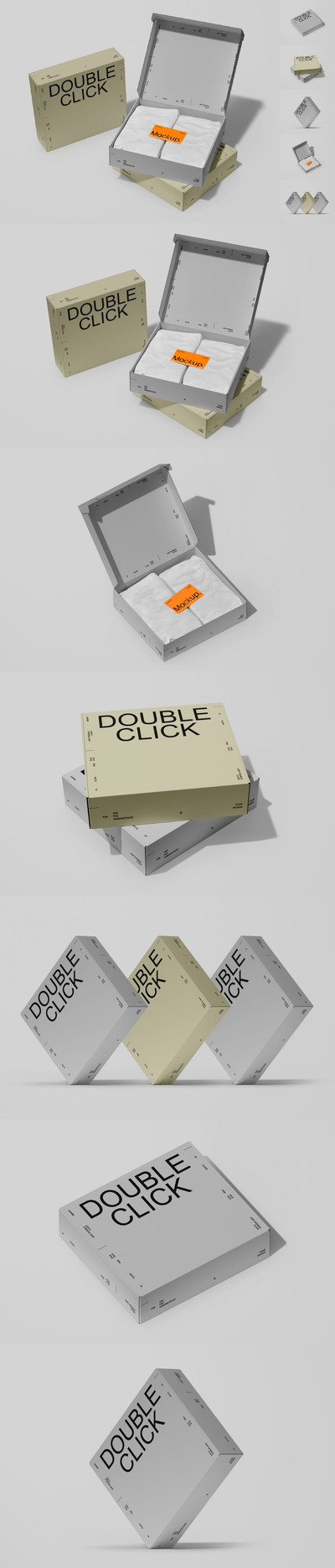包装设计纸盒实物模型套装样机 (PSD)
