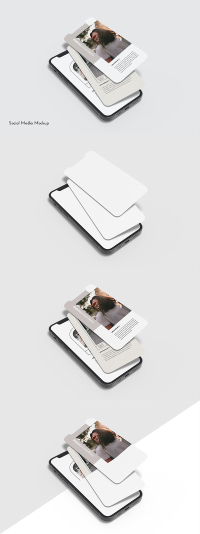 社交媒体模型手机样机 (PDF,PSD)