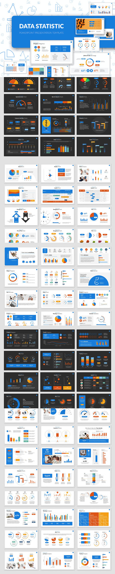 数据统计分析图表ppt模板 (PPTX)