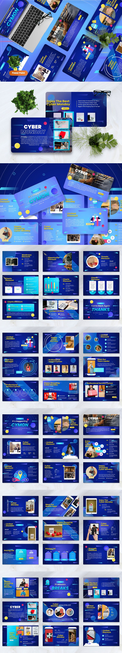 网络星期一购物活动PPT模板 (PPTX)