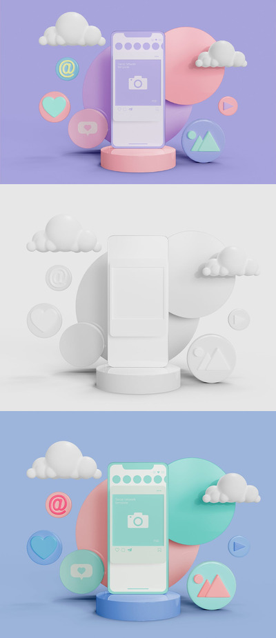 智能手机社交场景样机 (PSD)