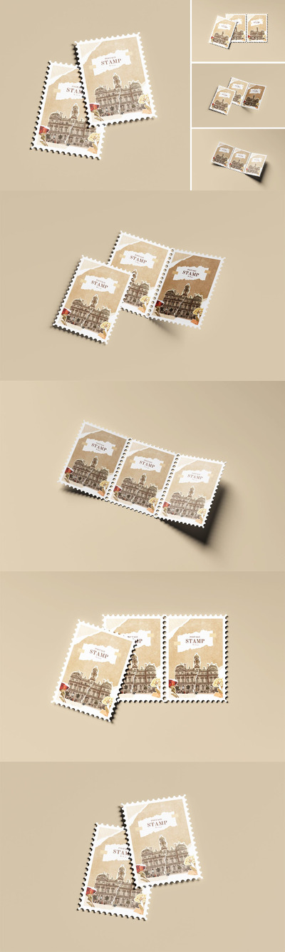 🔴时尚高端邮票VI设计样机展示模型mockups