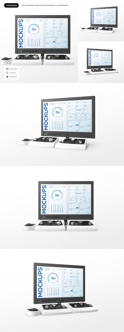 带控制面板实体模型的通用显示器样机 (PSD)