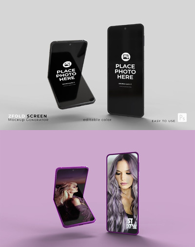 Z Fold 折叠屏手机UI展示样机 (PSD)